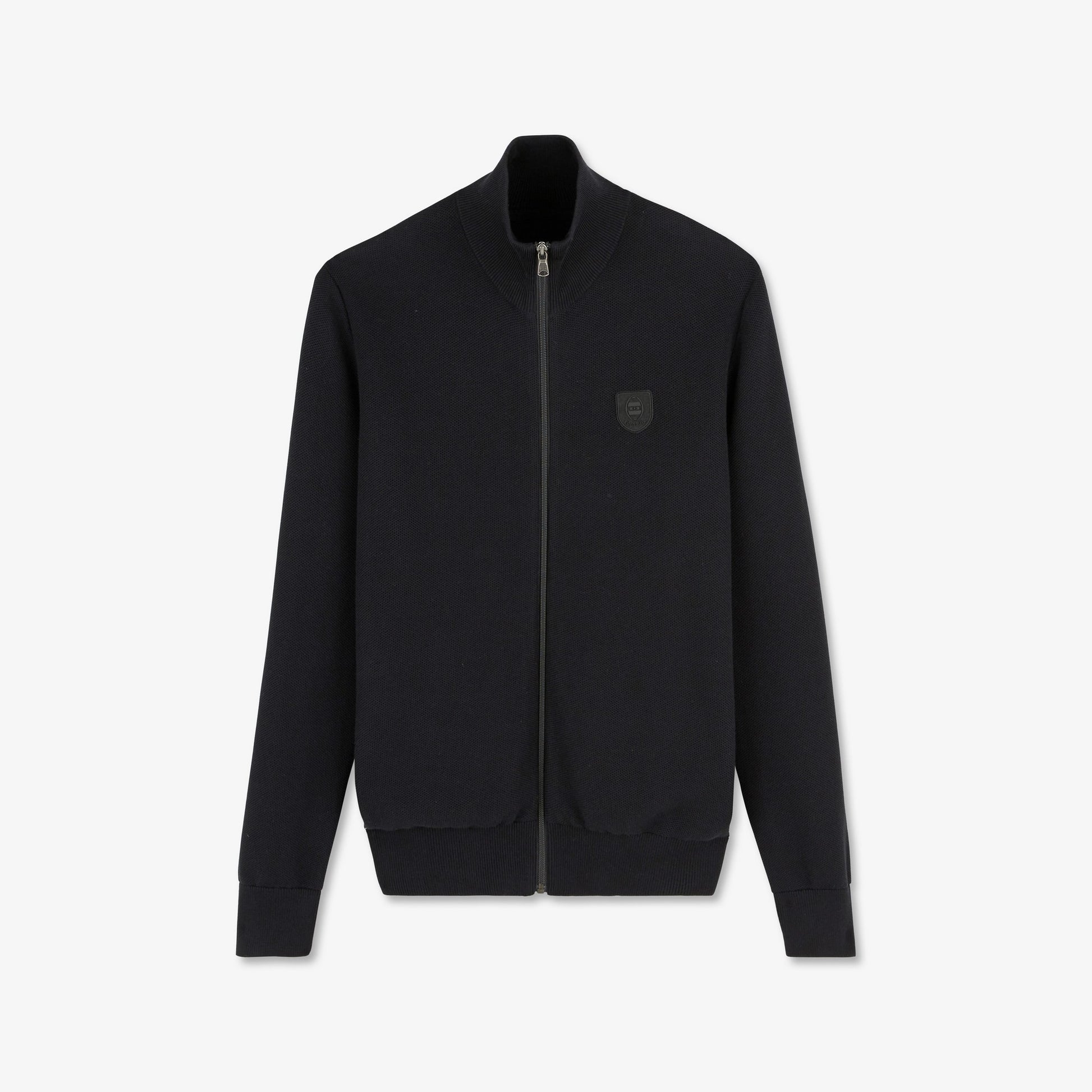 Cardigan noir zippé en maille fantaisie
