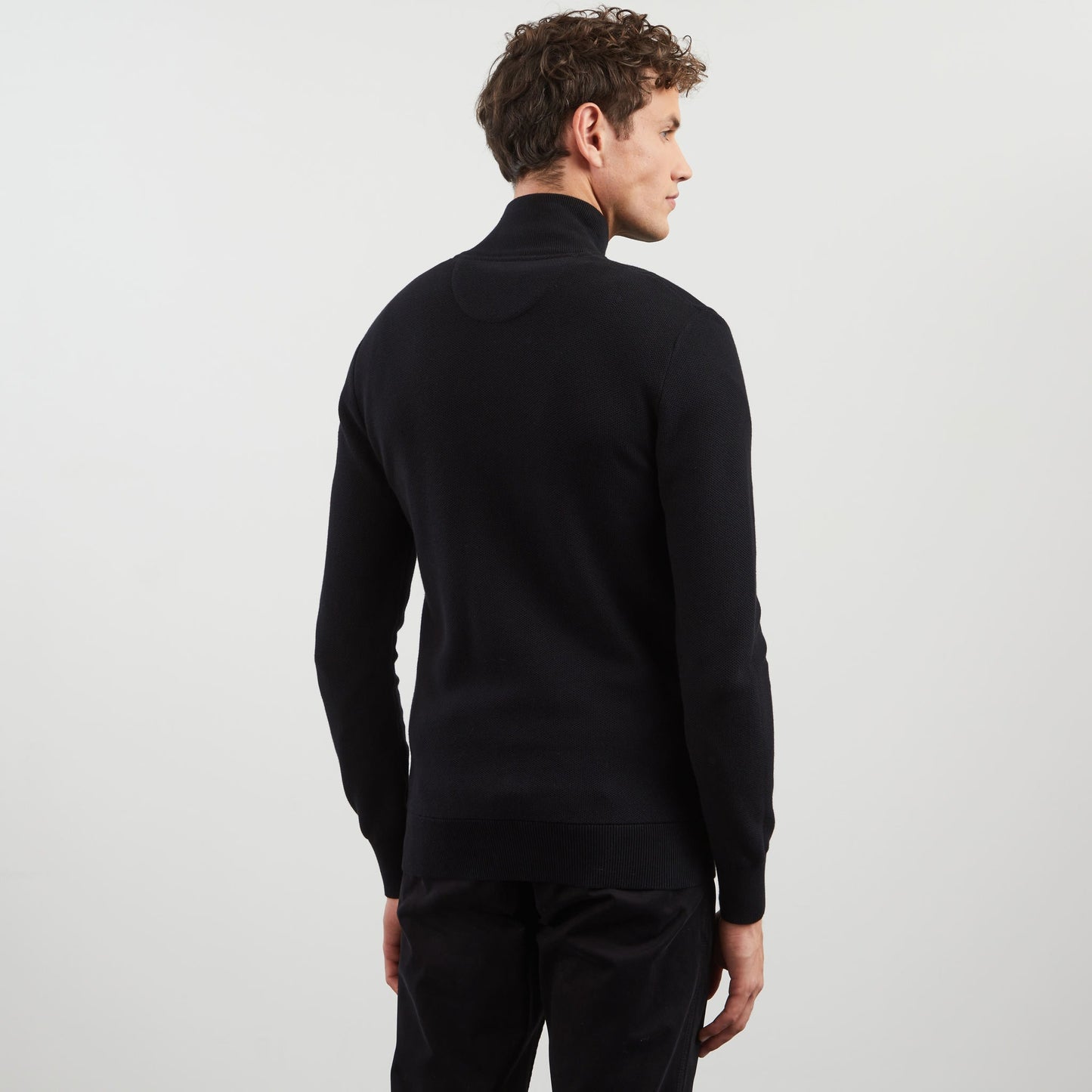 Cardigan noir zippé en maille fantaisie