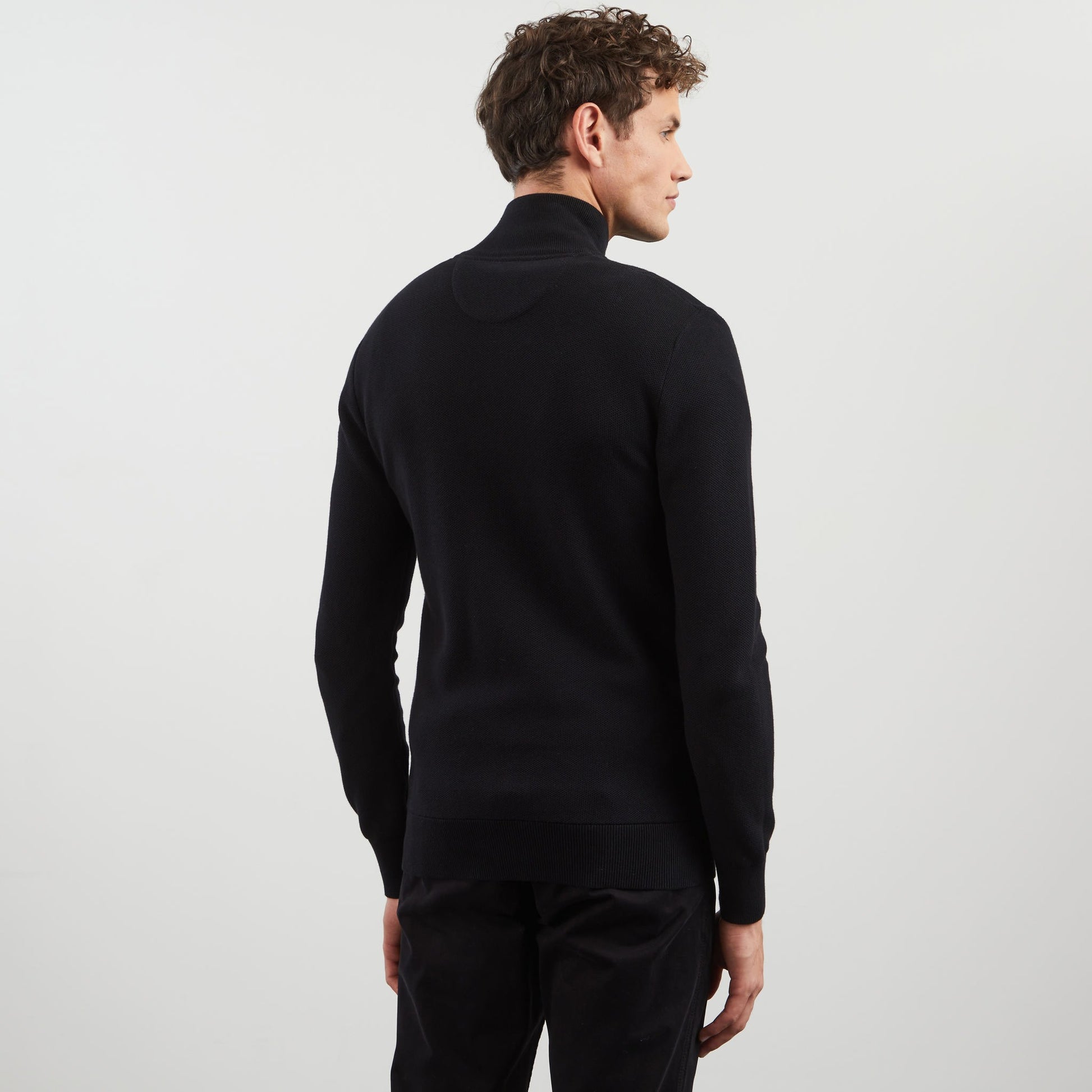Cardigan noir zippé en maille fantaisie