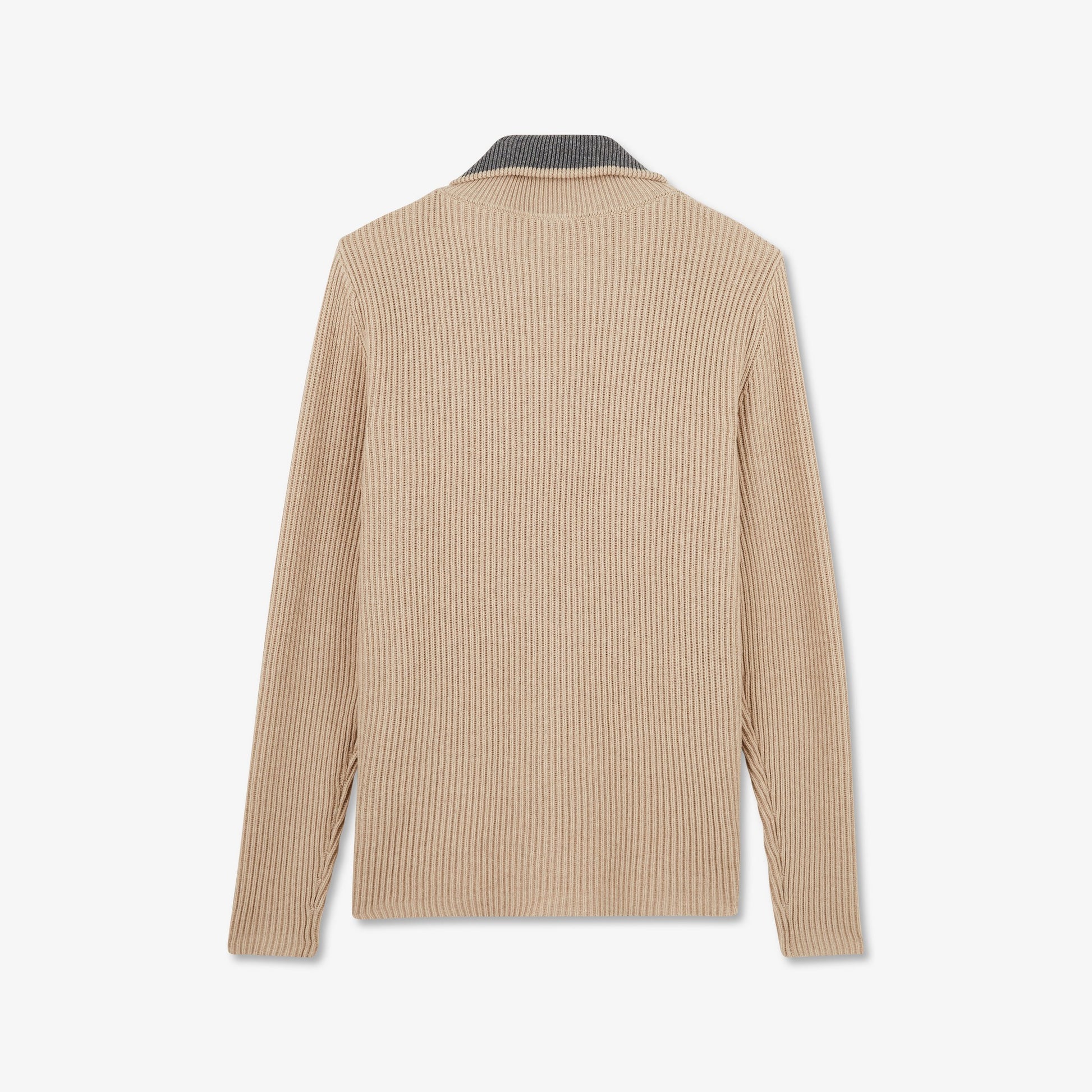 Cardigan beige zippé en maille côtelée