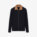 Cardigan bleu foncé zippé en maille côtelée