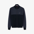 Cardigan bleu foncé colorblock zippé en jeu de mailles