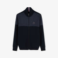 Cardigan bleu foncé colorblock zippé en jeu de mailles