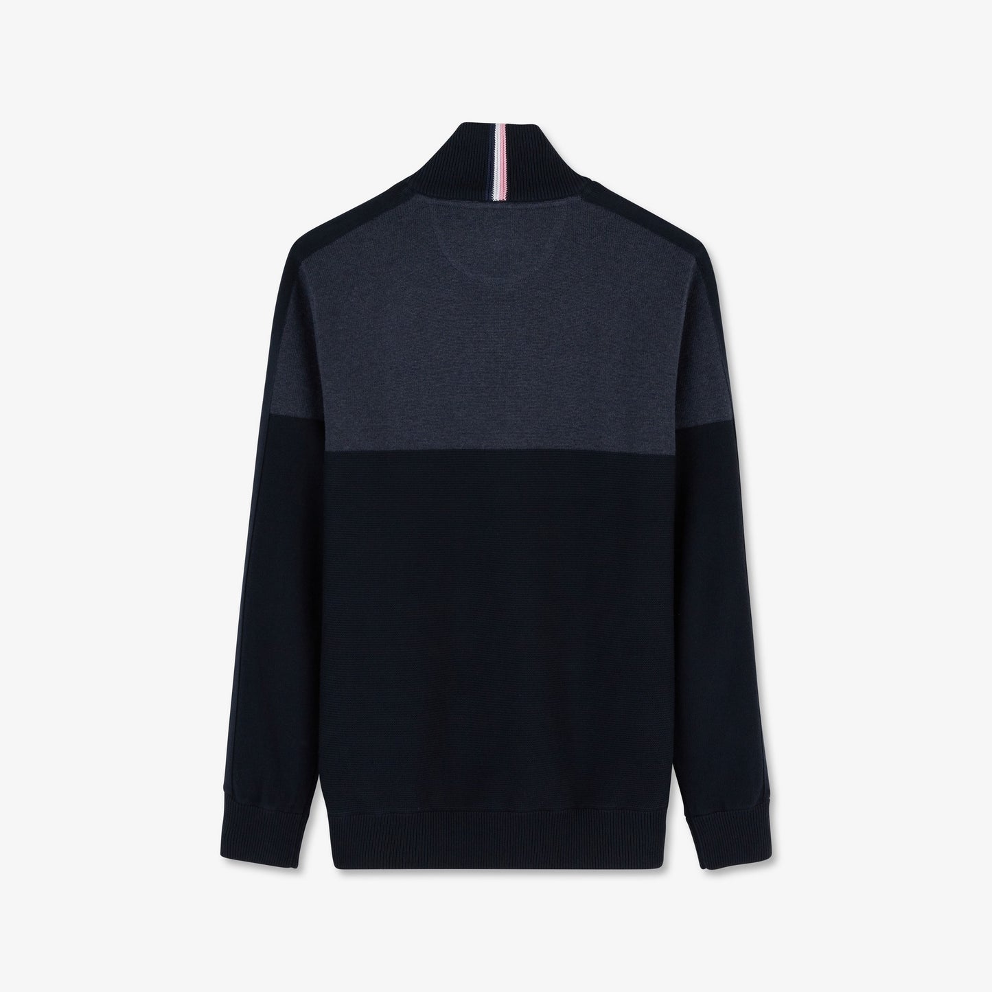 Cardigan bleu foncé colorblock zippé en jeu de mailles