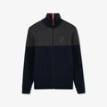Cardigan gris foncé colorblock zippé en jeu de mailles