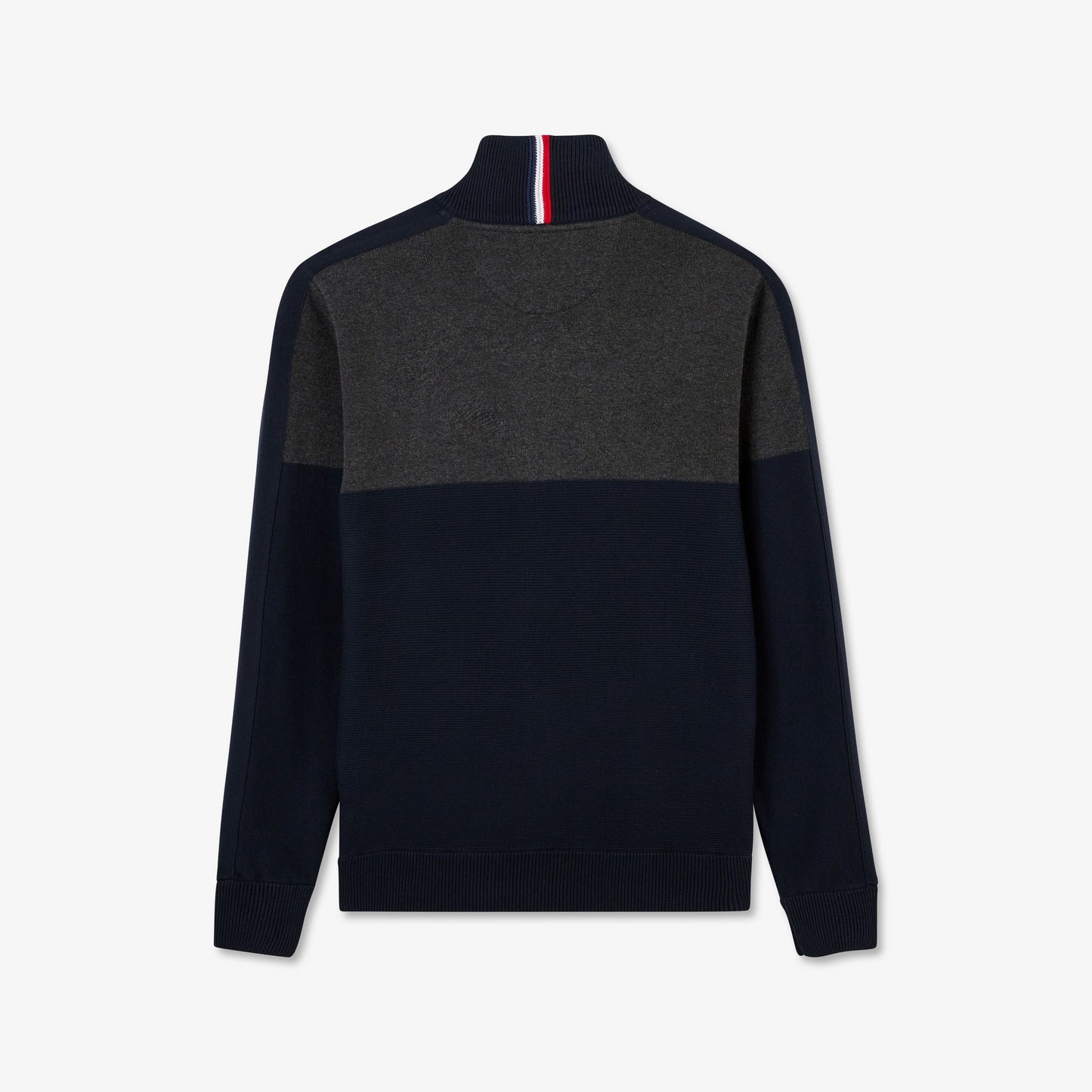 Cardigan gris foncé colorblock zippé en jeu de mailles
