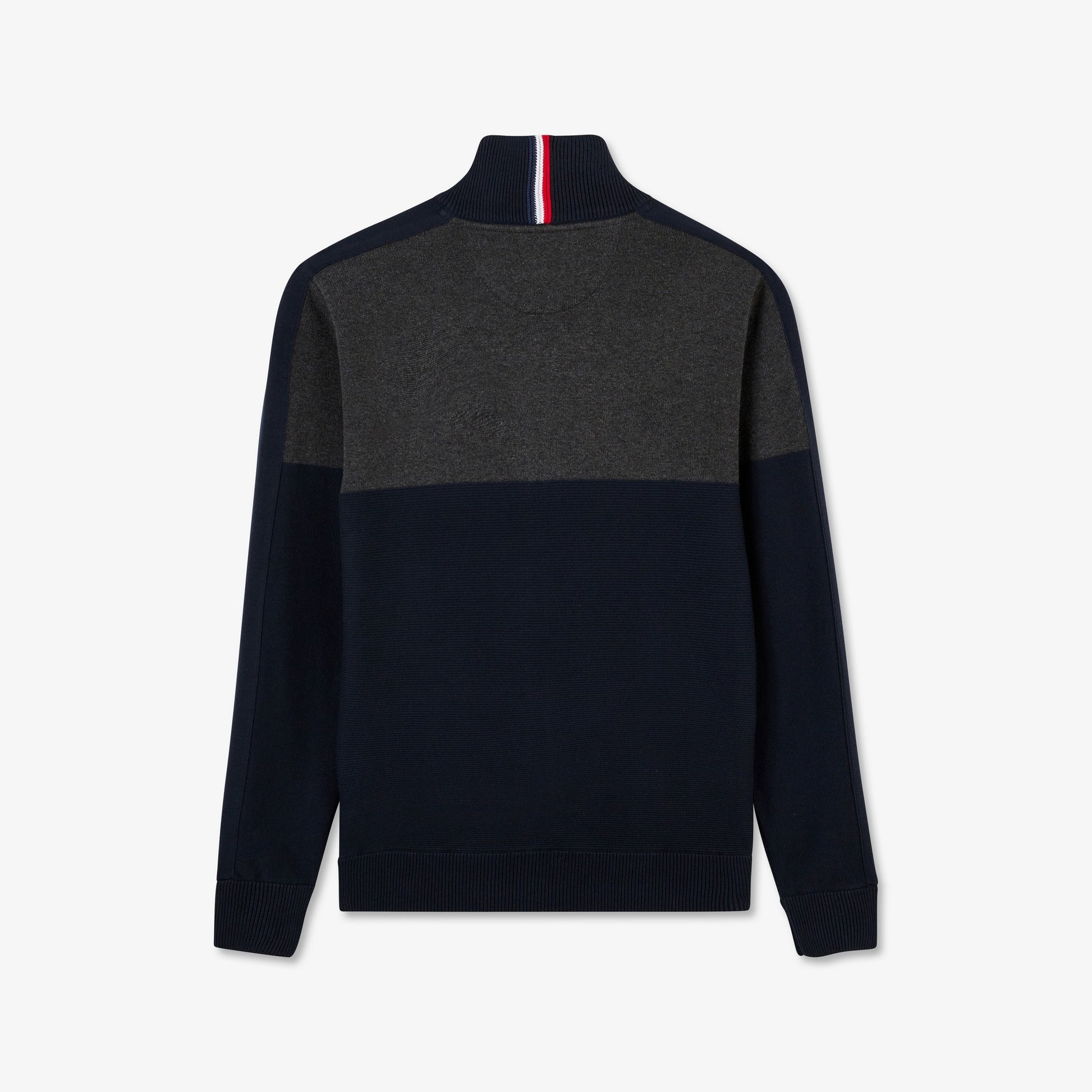 Cardigan gris foncé colorblock zippé en jeu de mailles