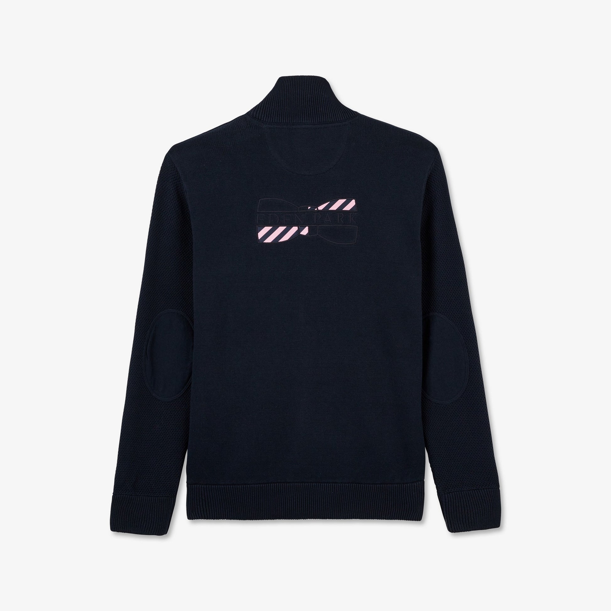 Cardigan bleu foncé zippé en jeu de mailles