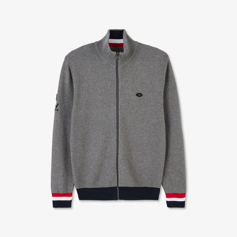 Cardigan gris avec dos tricolore - Image 2