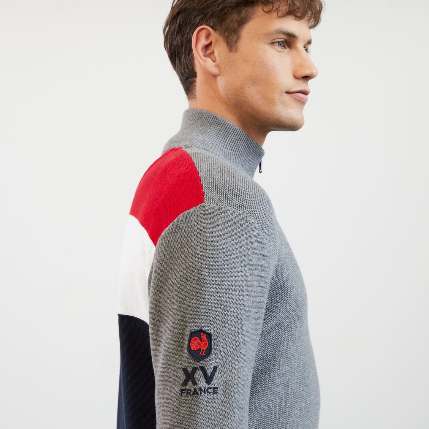 Cardigan gris avec dos tricolore