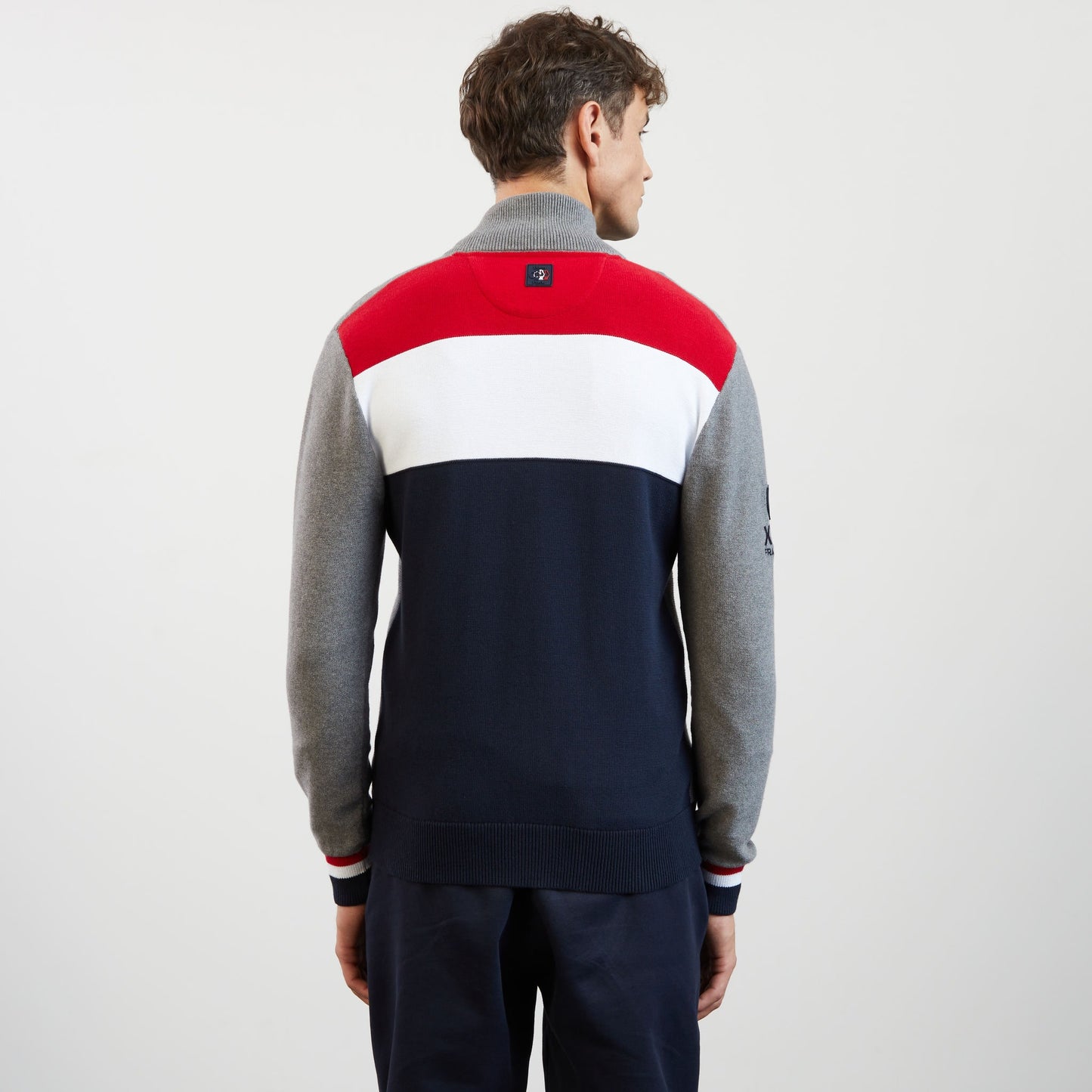 Cardigan gris avec dos tricolore