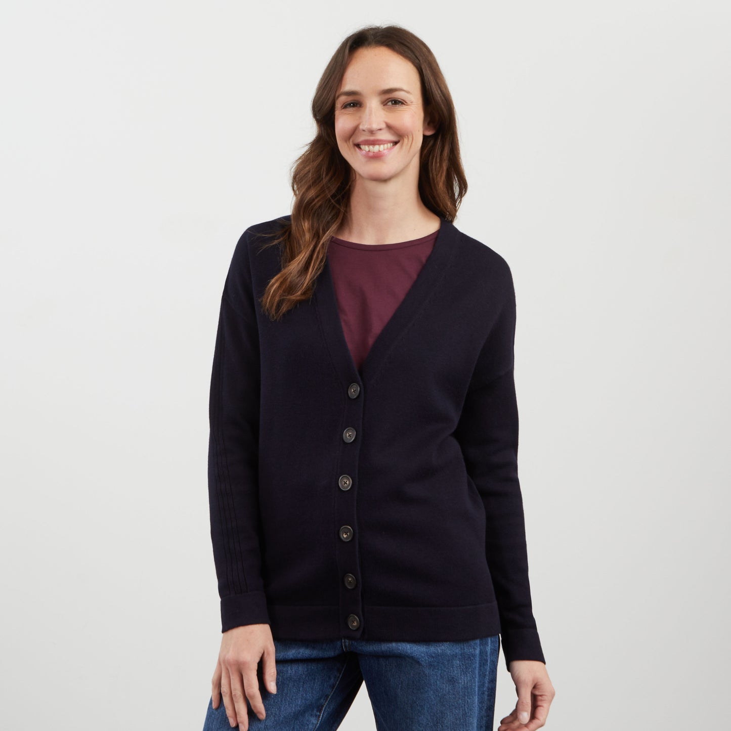 Cardigan bleu marine uni