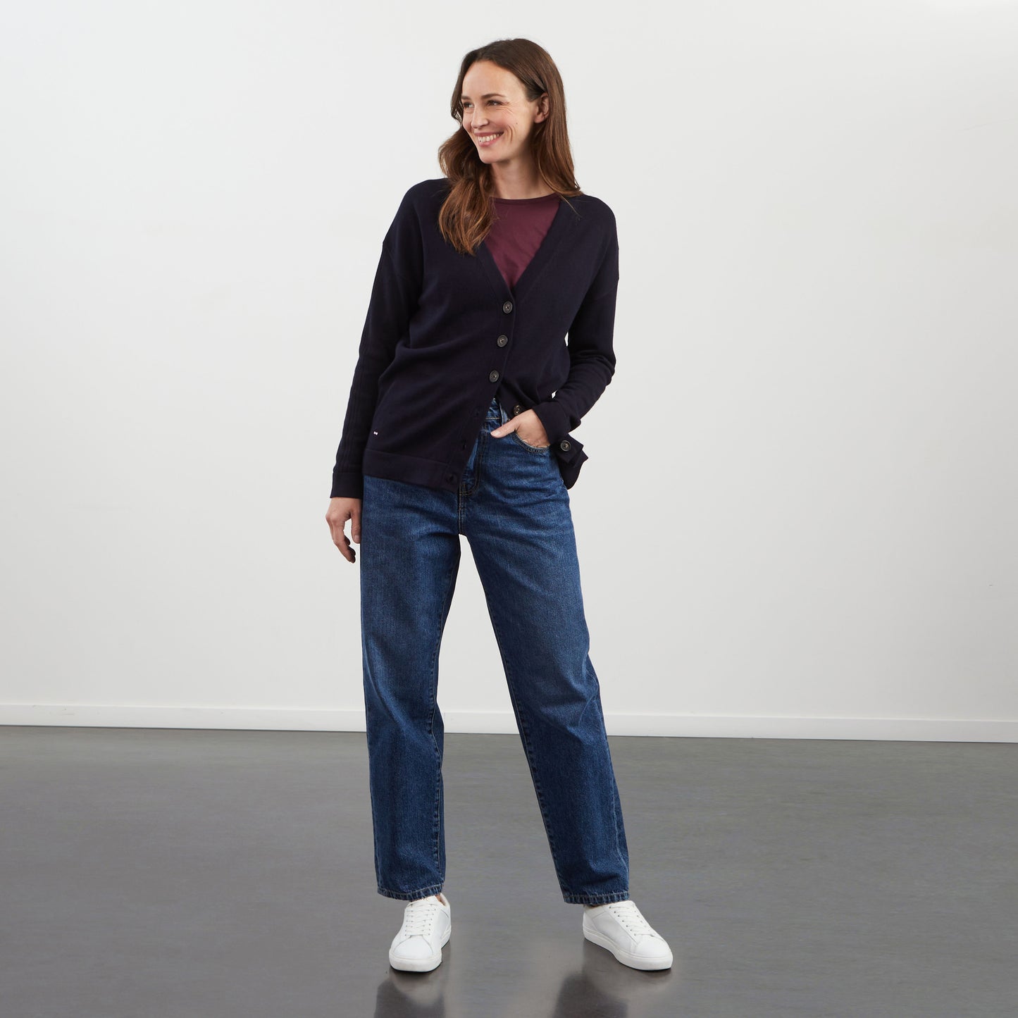 Cardigan bleu marine uni