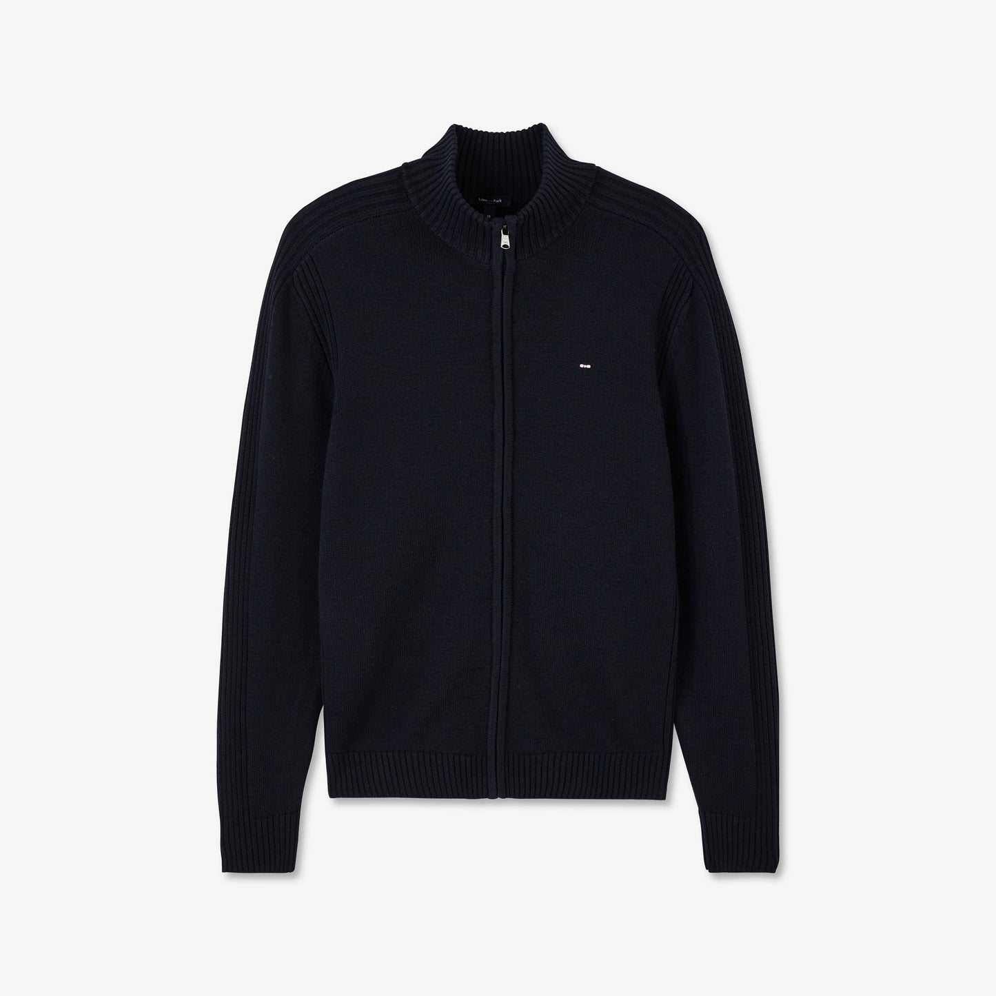 Cardigan bleu marine zippé uni
