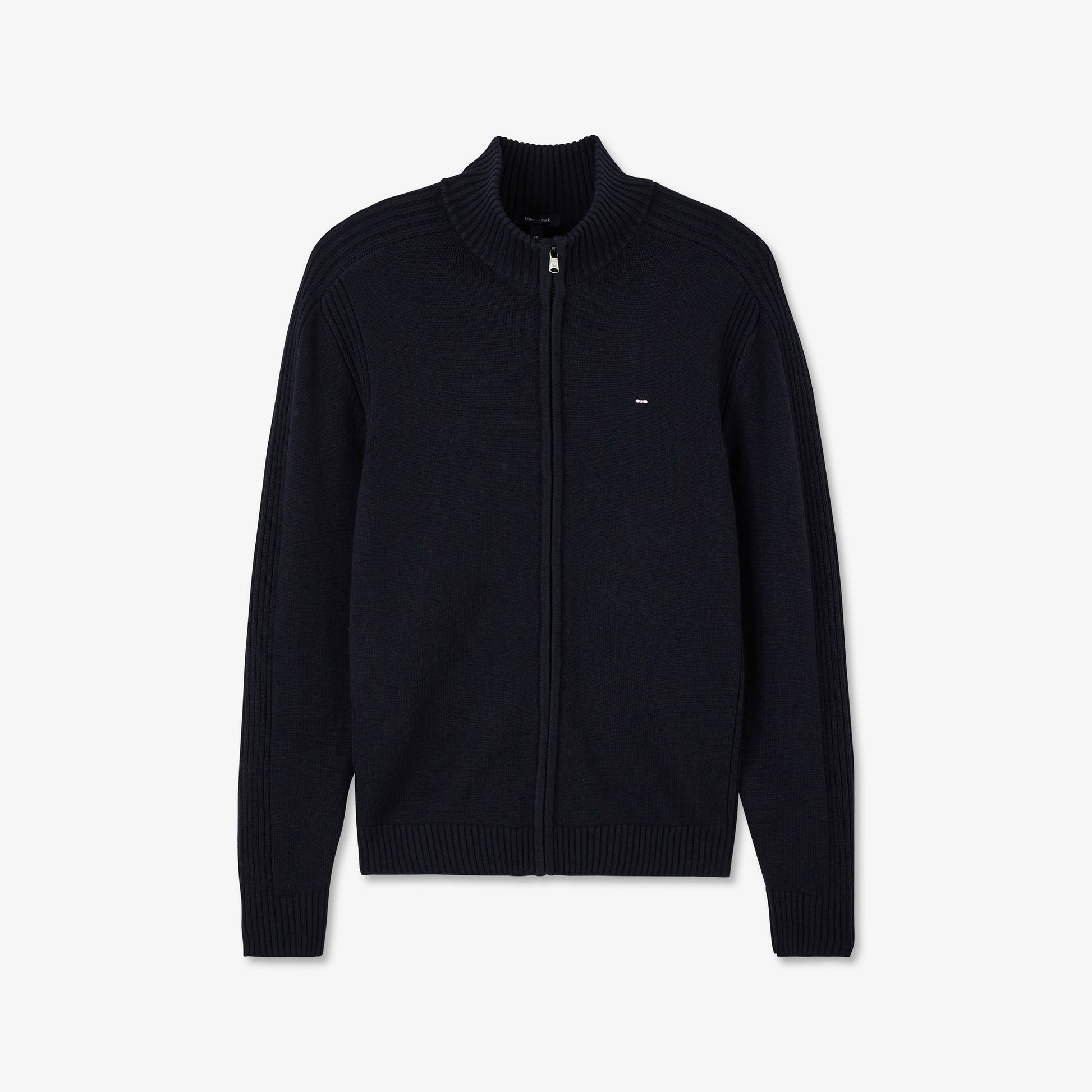 Cardigan bleu marine zippé uni
