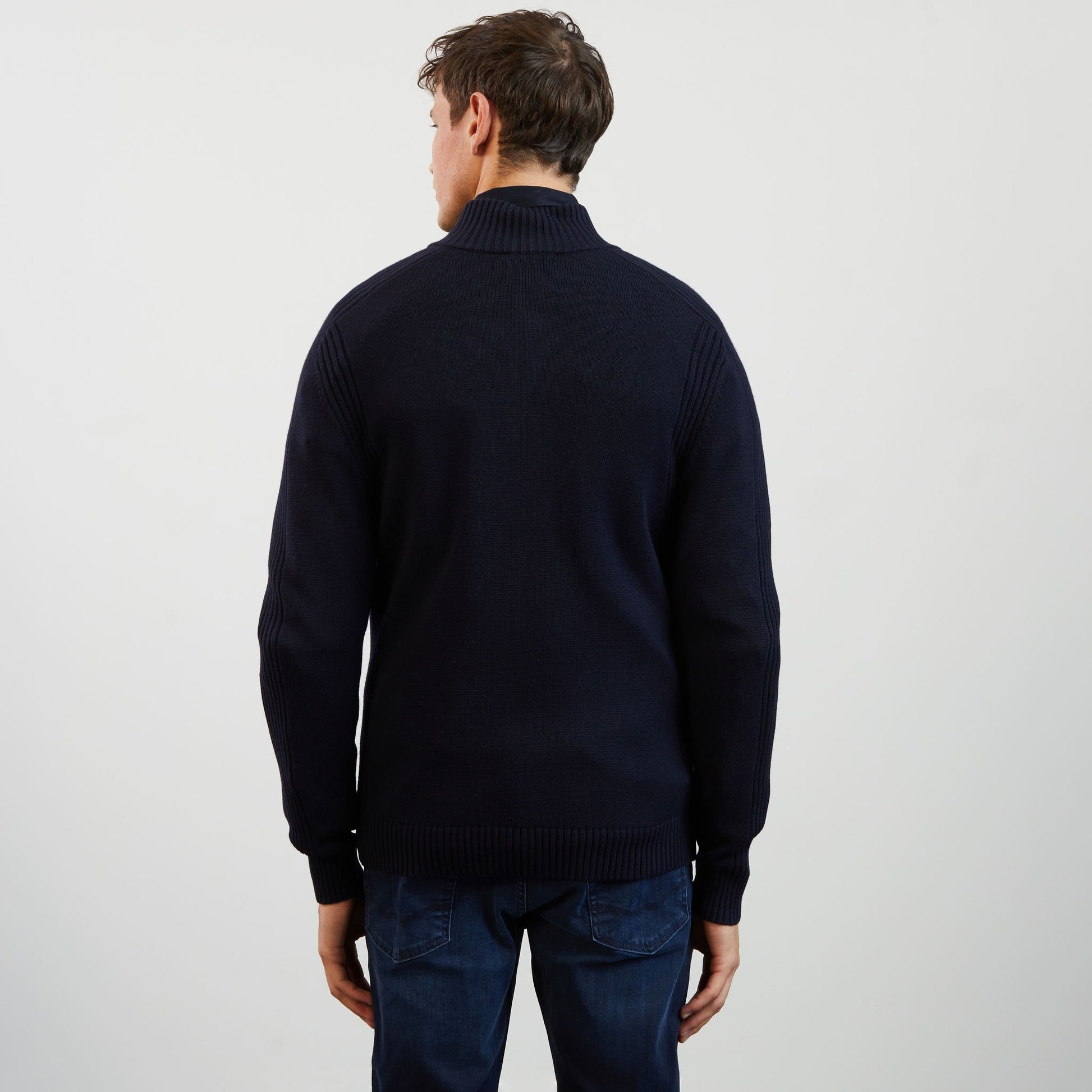 Cardigan bleu marine zippé uni