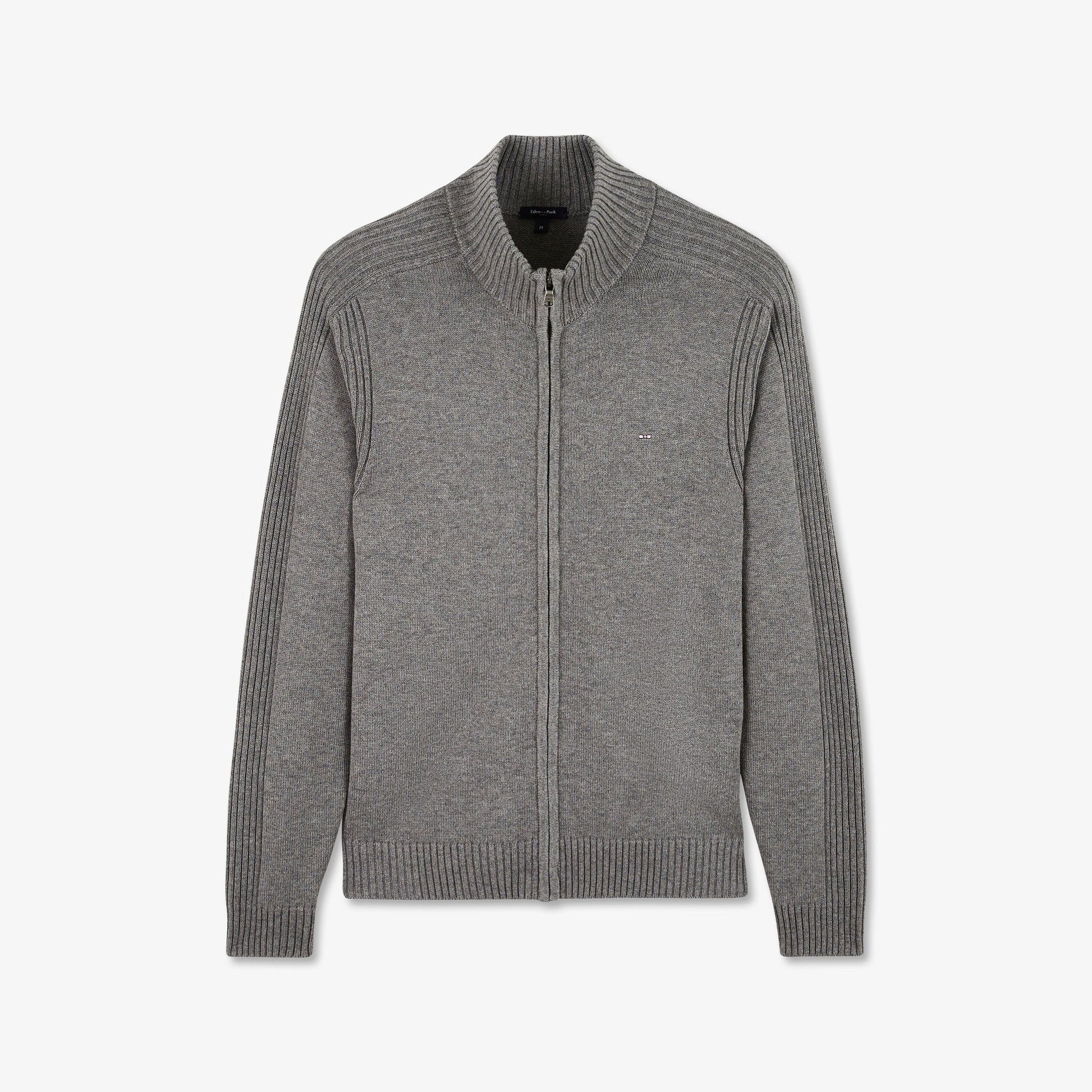Cardigan gris zippé uni