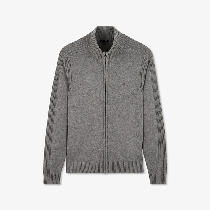 Cardigan gris zippé uni