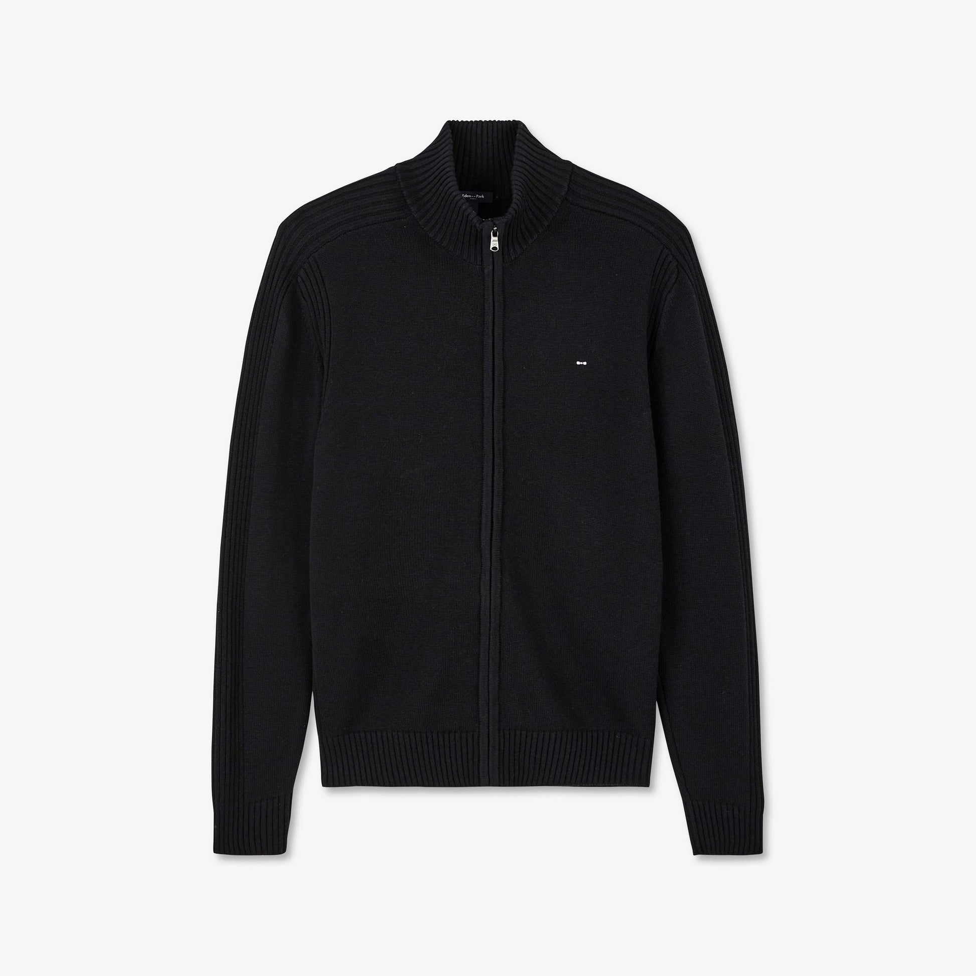 Cardigan noir zippé uni