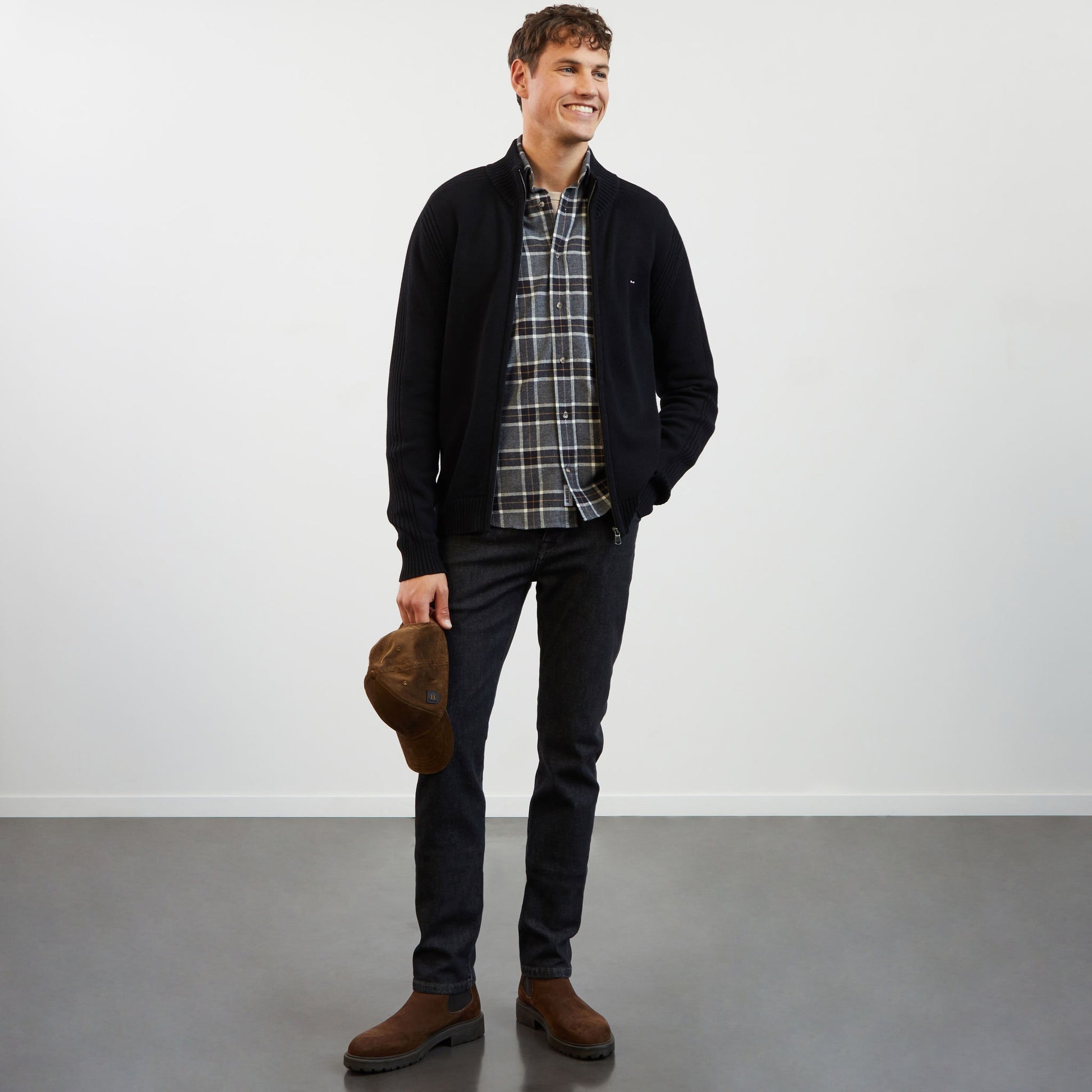 Cardigan noir zippé uni