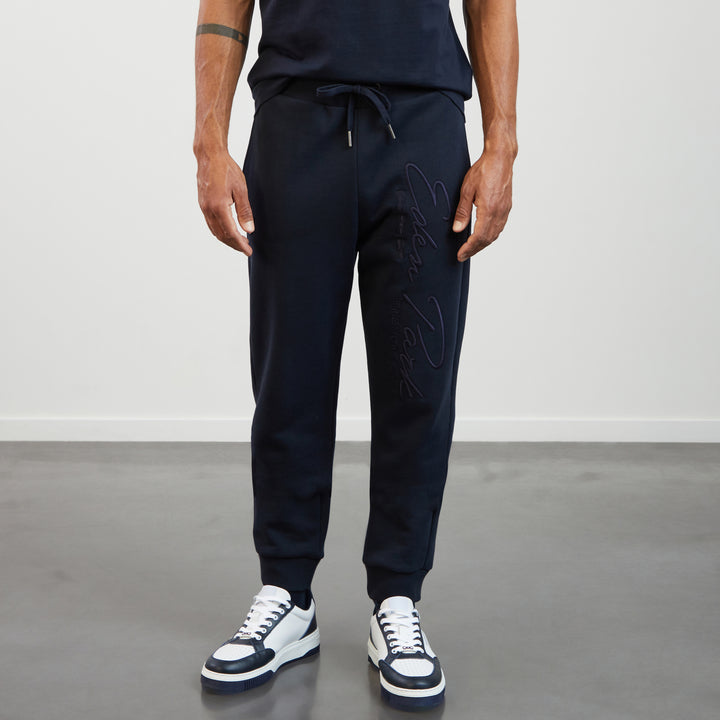 Jogging bleu foncé à signature French Flair brodée