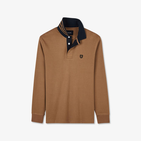 Dark beige long-sleeved rugby shirt - Image 2
