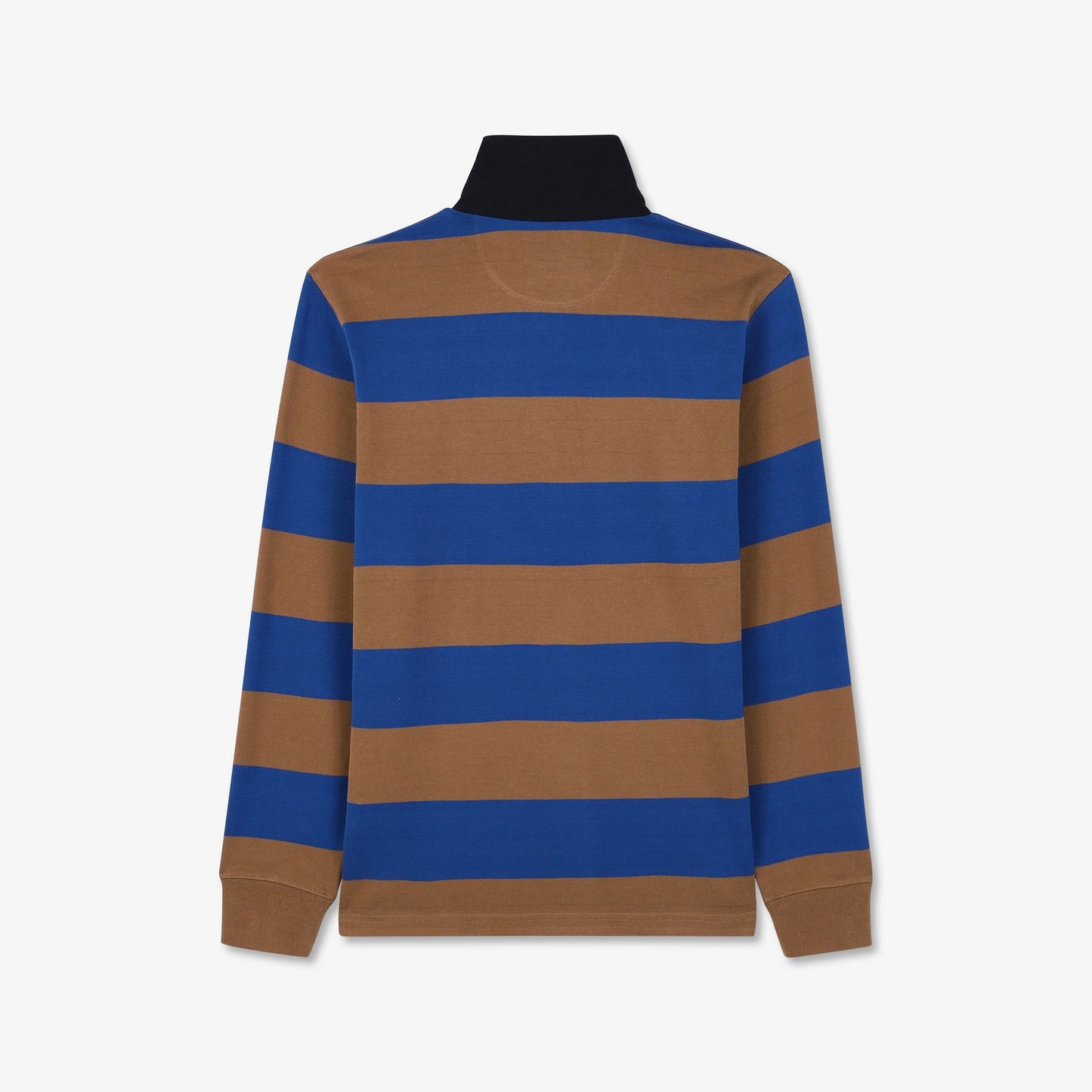Bright blue striped long-sleeved rugby shirt