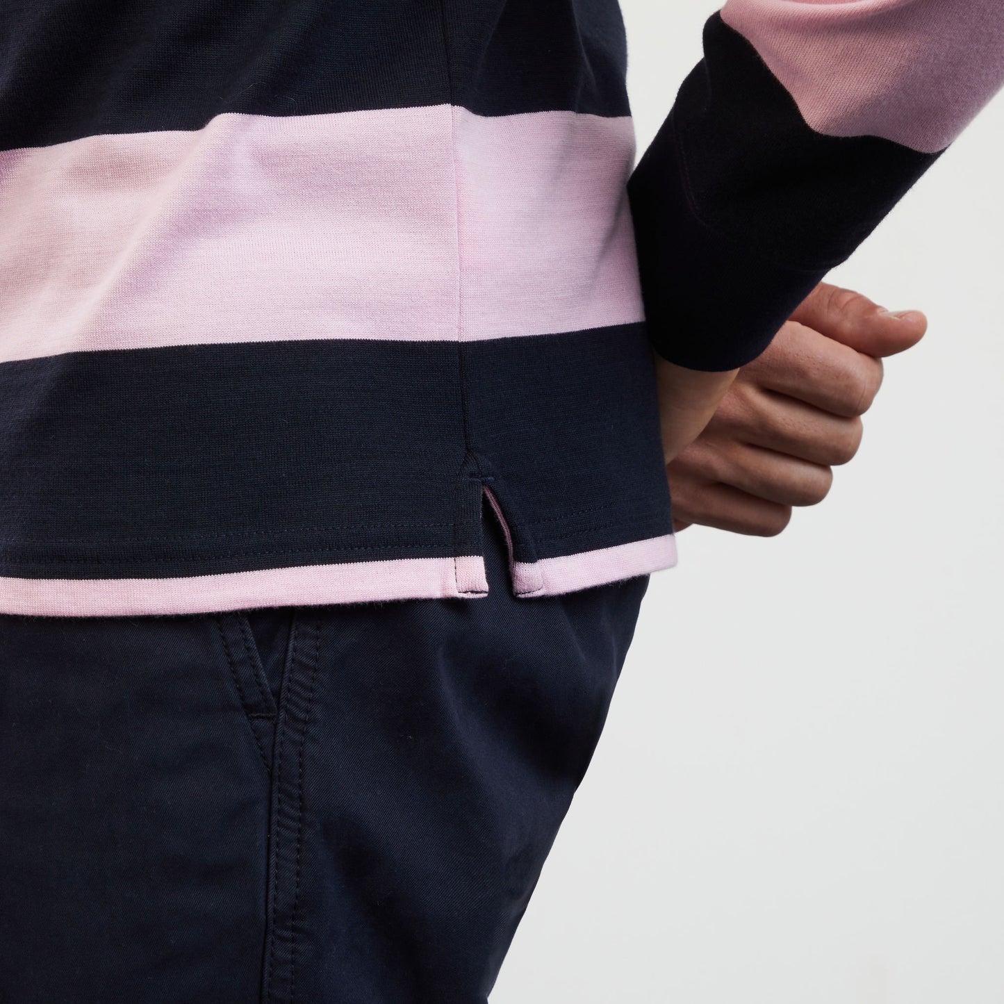 Striped pink long-sleeved rugby shirt