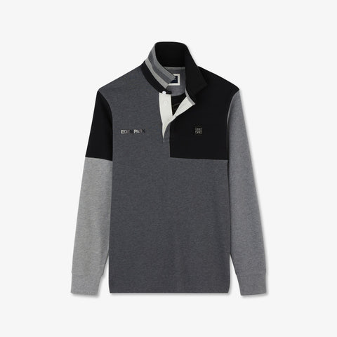 Black long-sleeved colourblock rugby shirt - Image 2