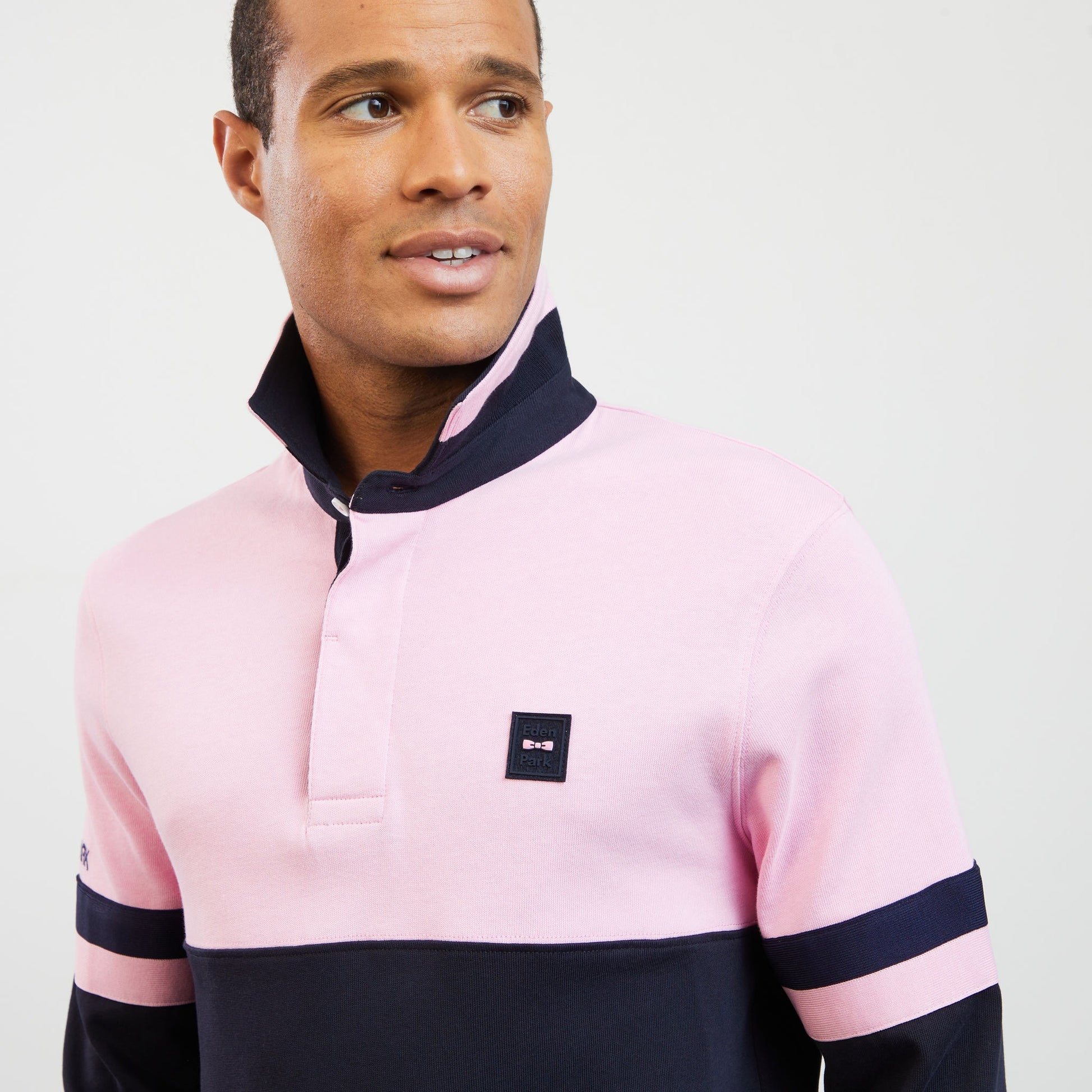 Maillot bleu foncé colorblock manches longues