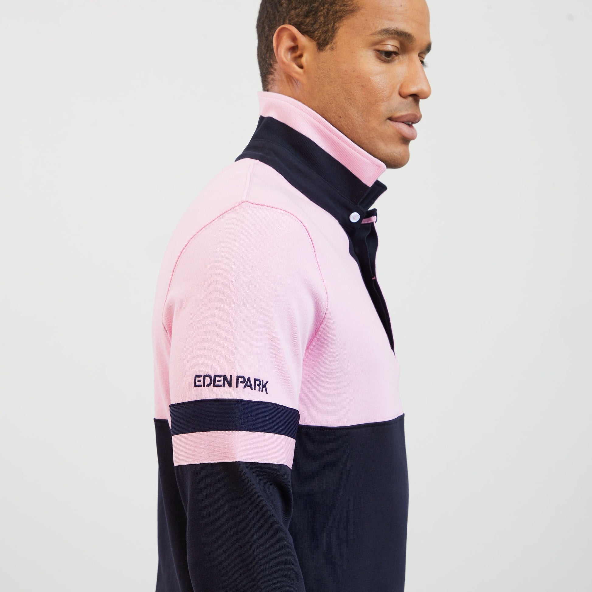 Maillot bleu foncé colorblock manches longues