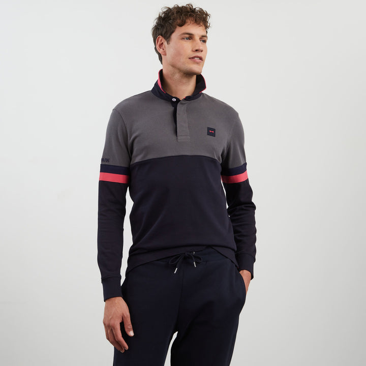 Maillot gris foncé colorblock manches longues