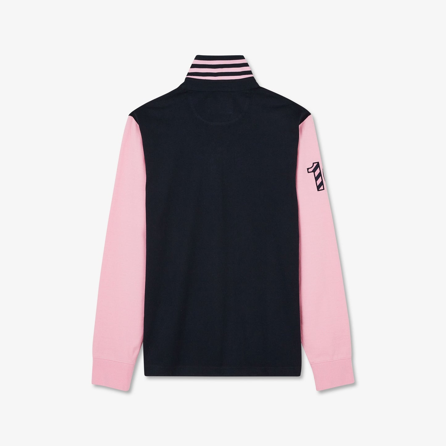 Pink long-sleeved colourblock rugby shirt