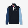 Blue long-sleeved colourblock rugby shirt