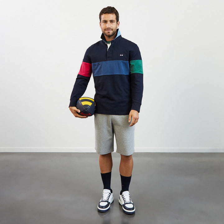 Maillot bleu foncé colorblock à broderies 2023