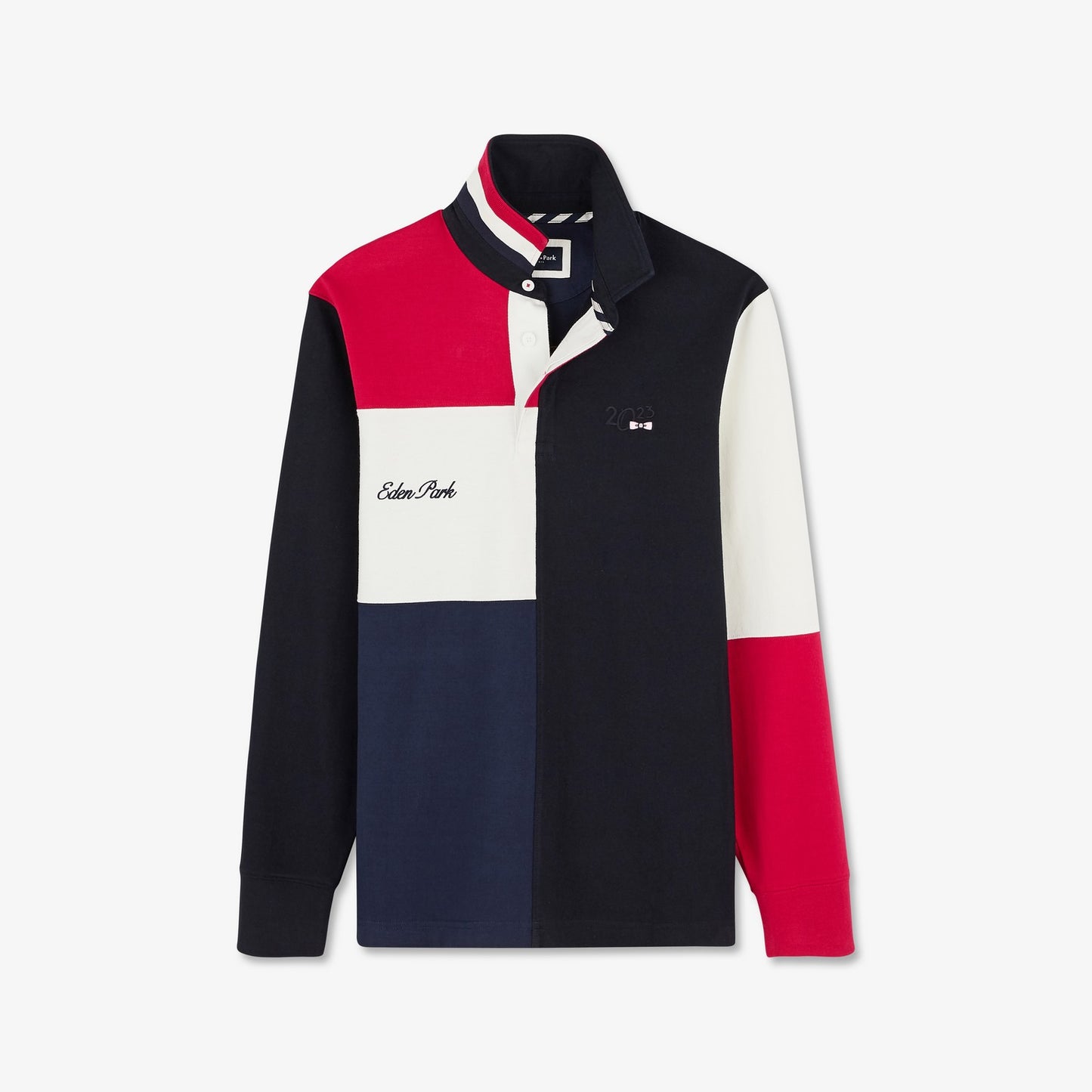 Dark blue colourblock rugby shirt with 2023 embroidery