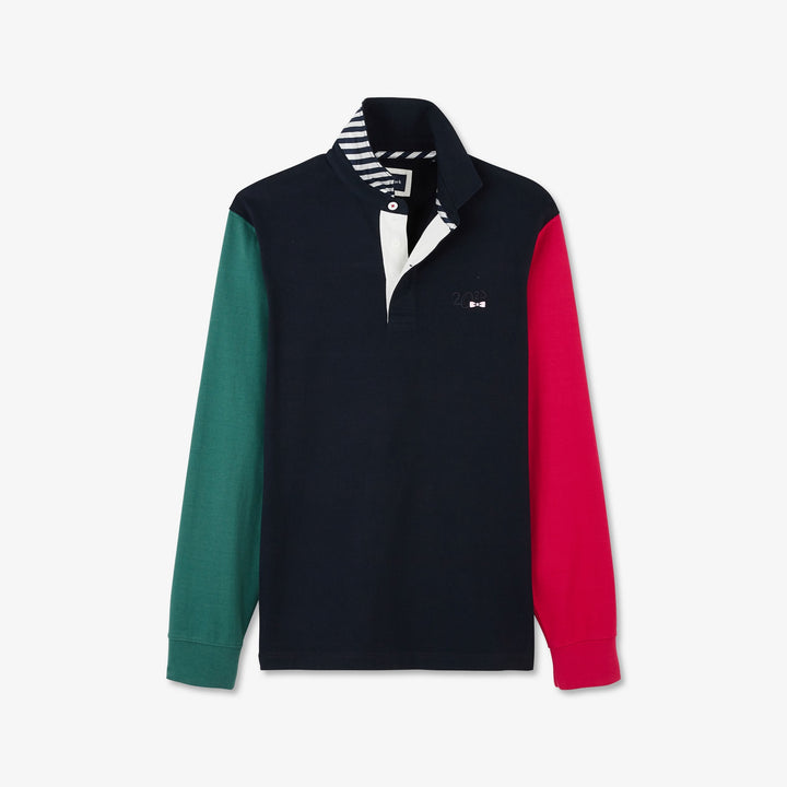 Maillot bleu marine colorblock manches longues