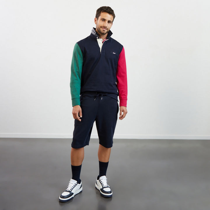 Maillot bleu marine colorblock manches longues