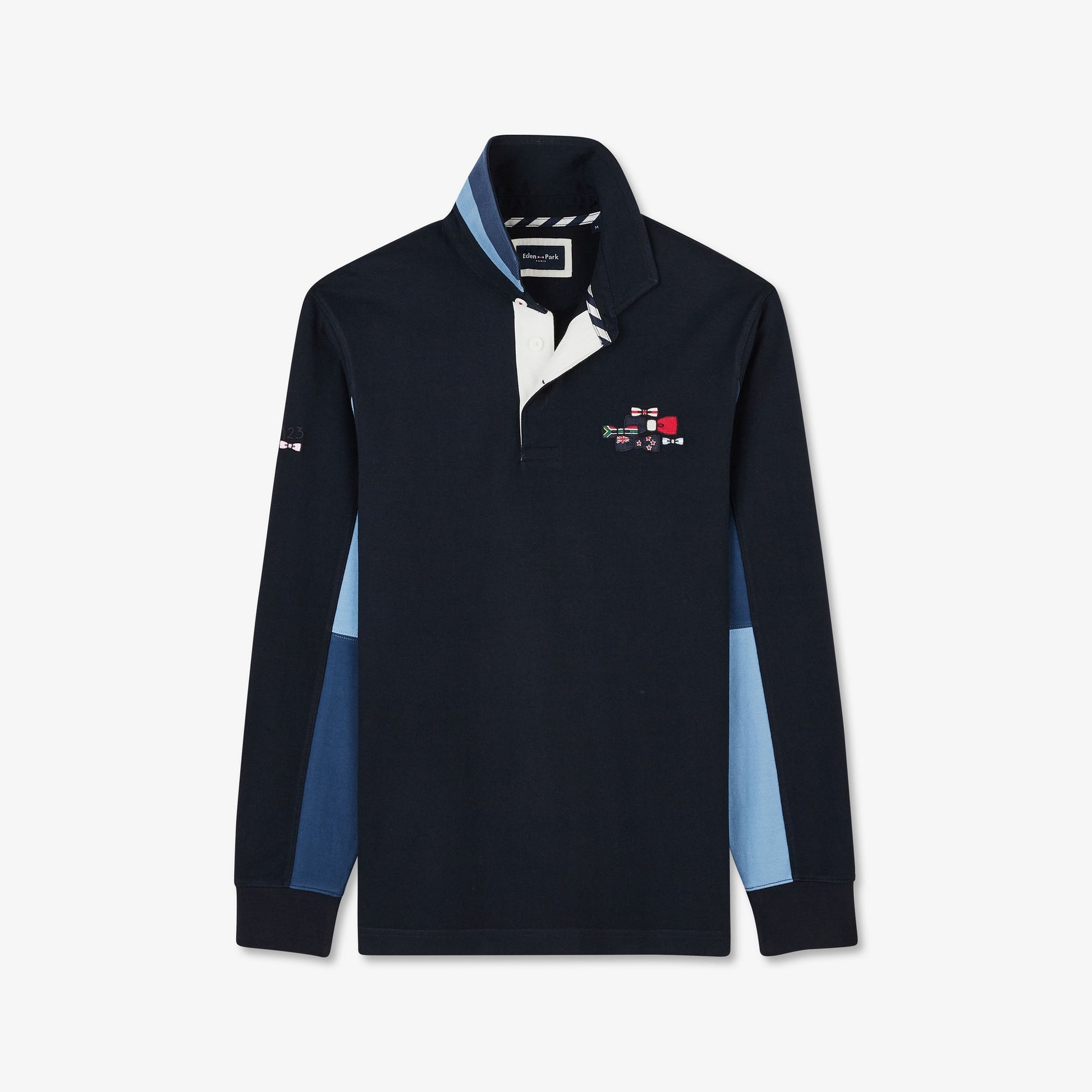 Maillot bleu marine colorblock manches longues