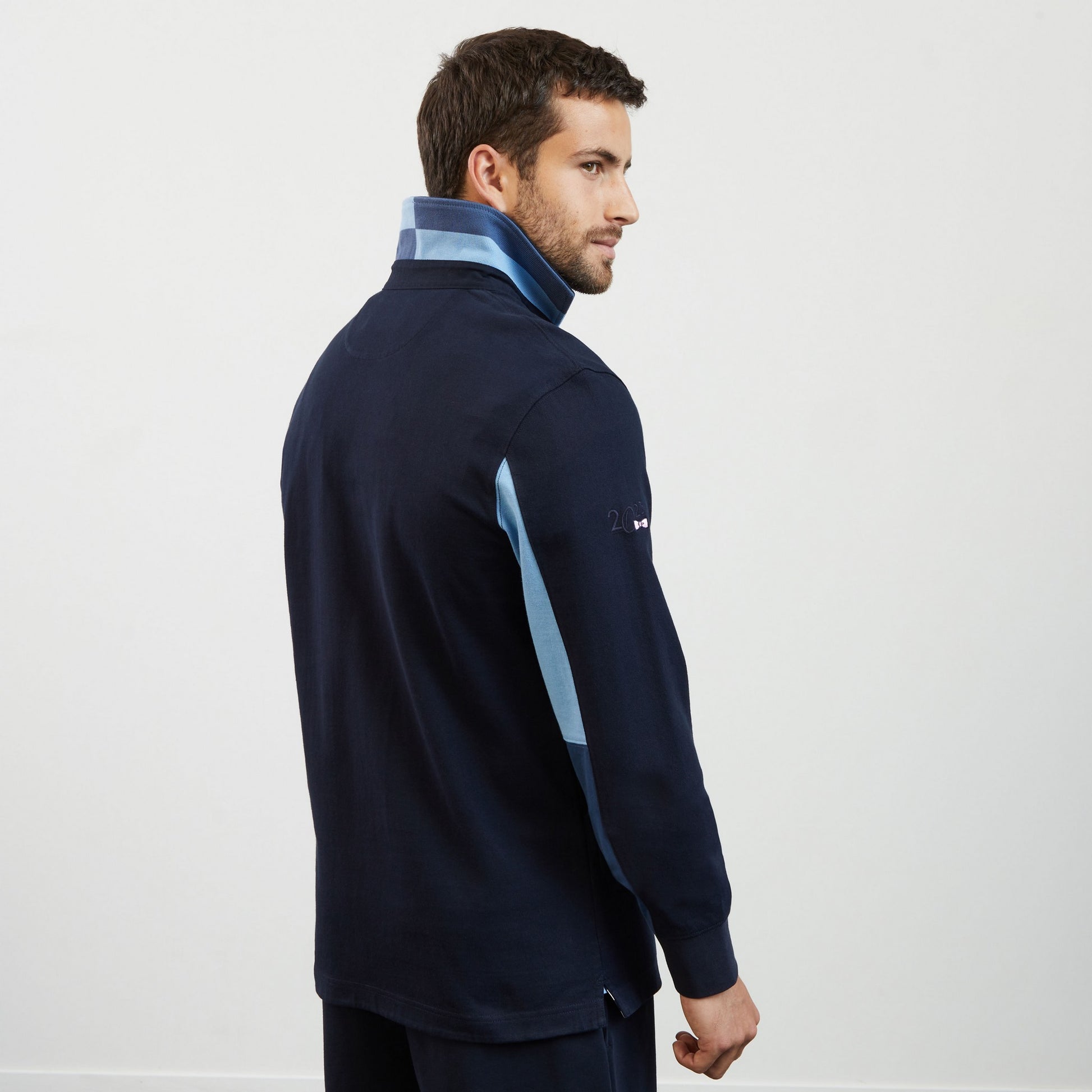 Maillot bleu marine colorblock manches longues
