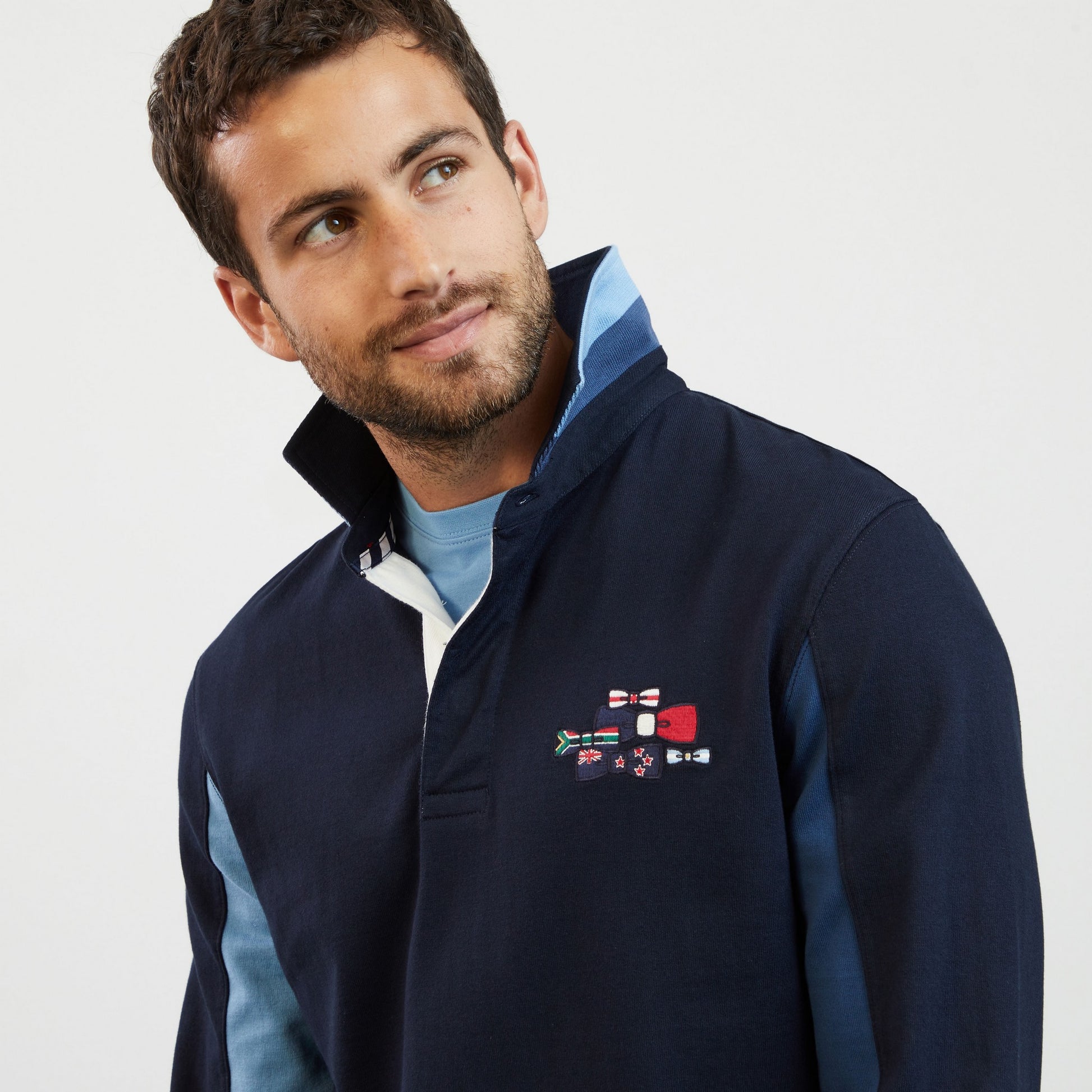 Maillot bleu marine colorblock manches longues