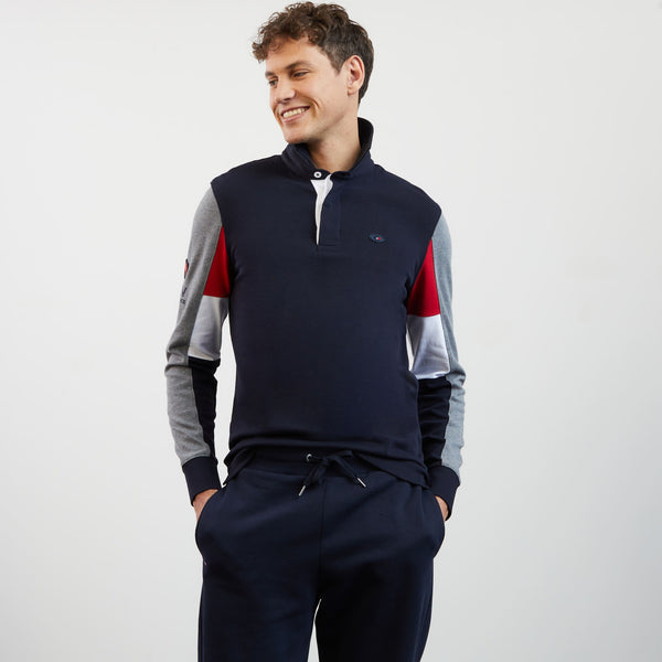 Maillot bleu foncé colorblock à broderies XV de France