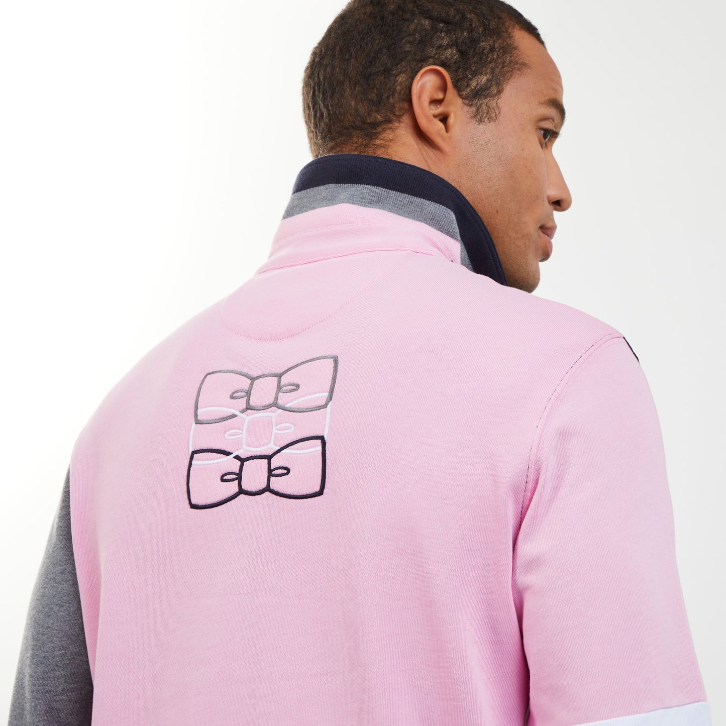 Maillot colorblock bleu foncé à broderie noeuds papillon