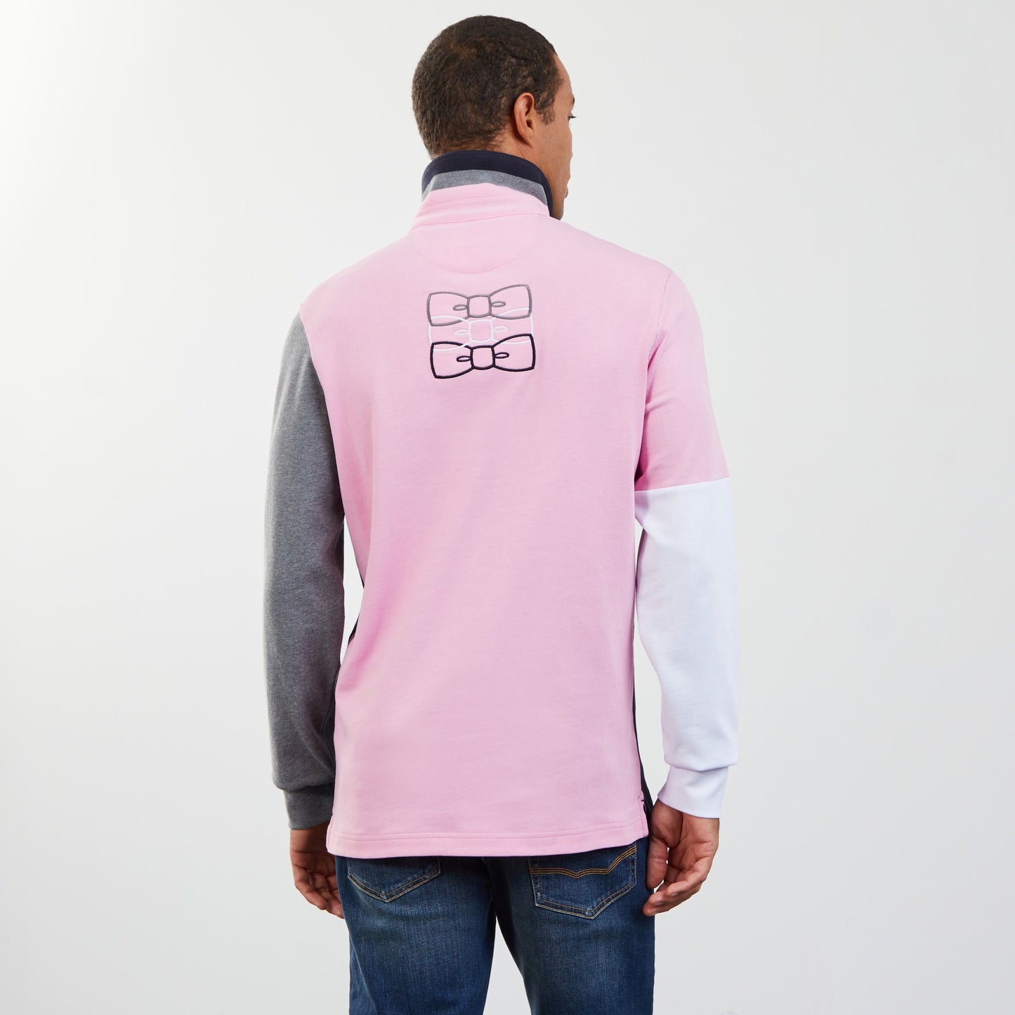 Maillot colorblock bleu foncé à broderie noeuds papillon