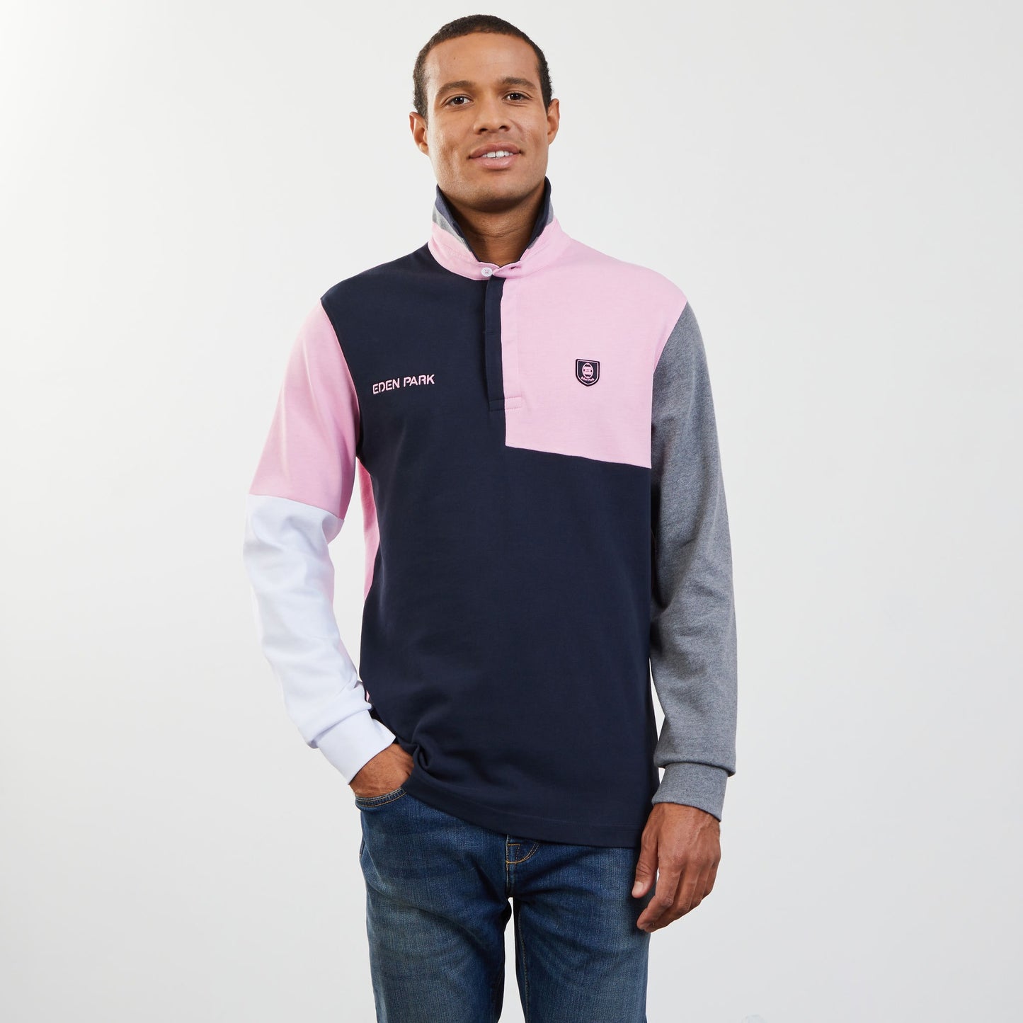 Maillot colorblock bleu foncé à broderie noeuds papillon