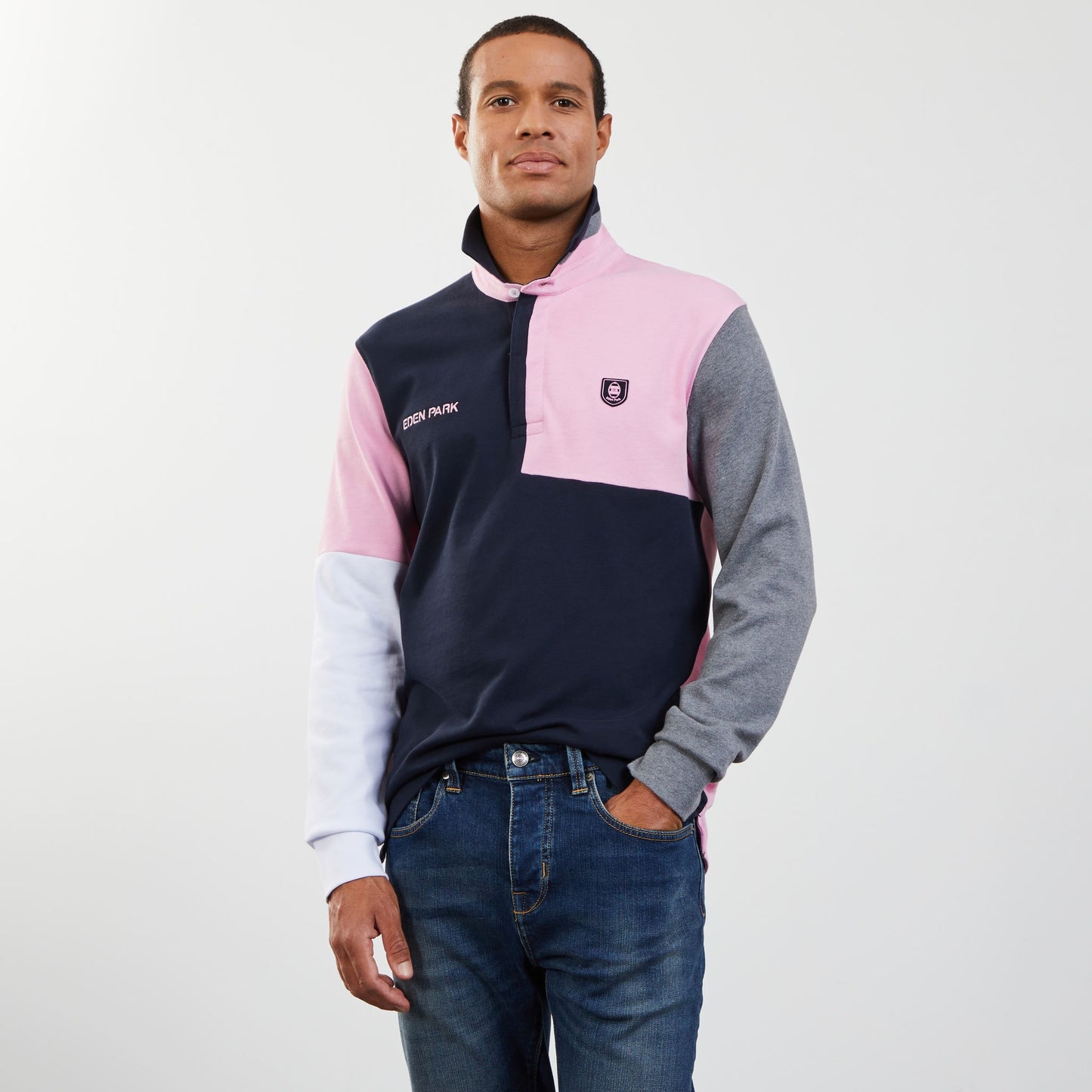 Maillot colorblock bleu foncé à broderie noeuds papillon