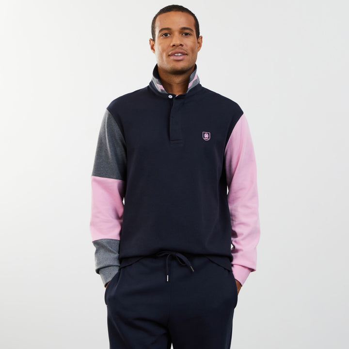 Maillot colorblock rose à logo écusson