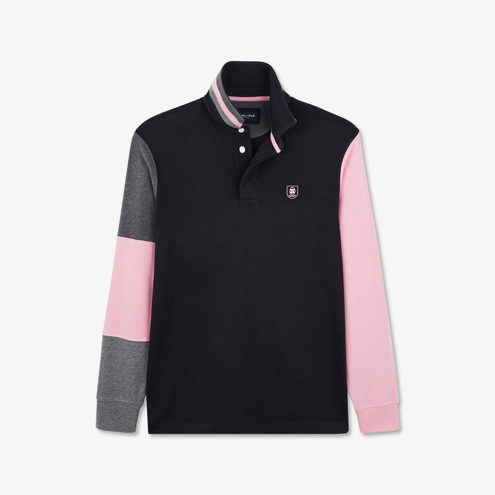 Maillot colorblock rose à logo écusson