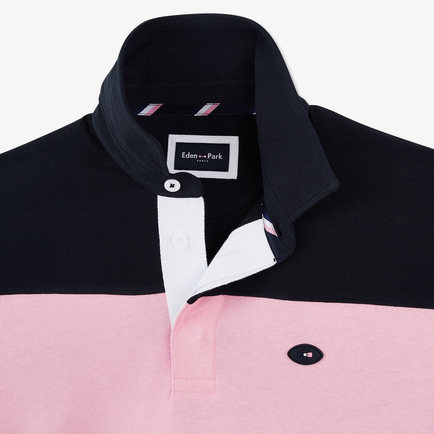 Dark blue circle rugby shirt with embroidered 10 on the back
