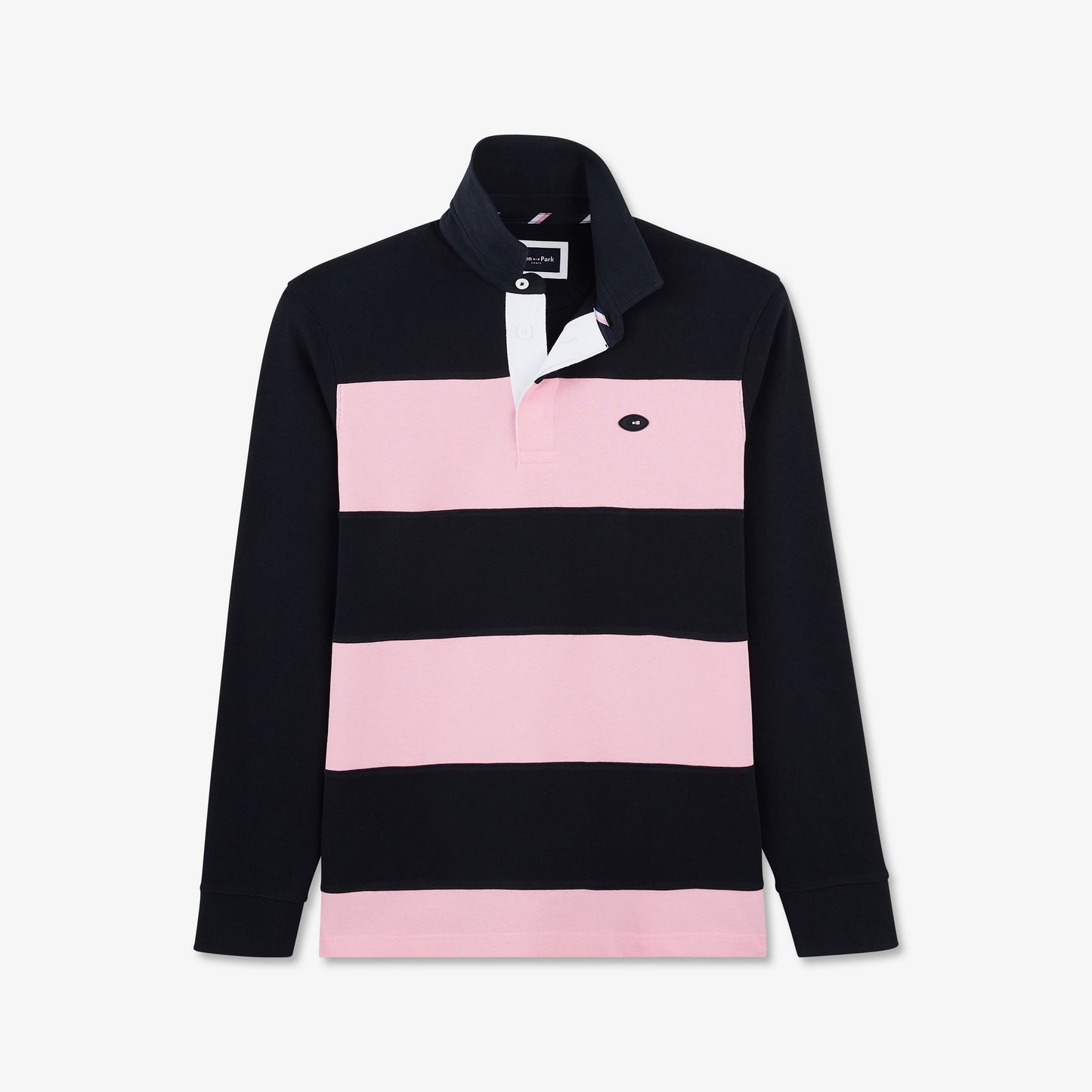 Dark blue circle rugby shirt with embroidered 10 on the back